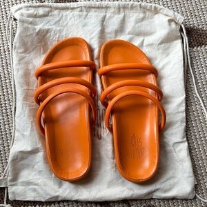 Charlotte Stone Dolly Sandal in Color Orange Peel